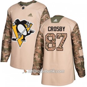 Män Ishockey Pittsburgh Penguins Tröja Sidney Crosby 87 Adidas 2017-2018 Camo Veterans Day Practice Authentic
